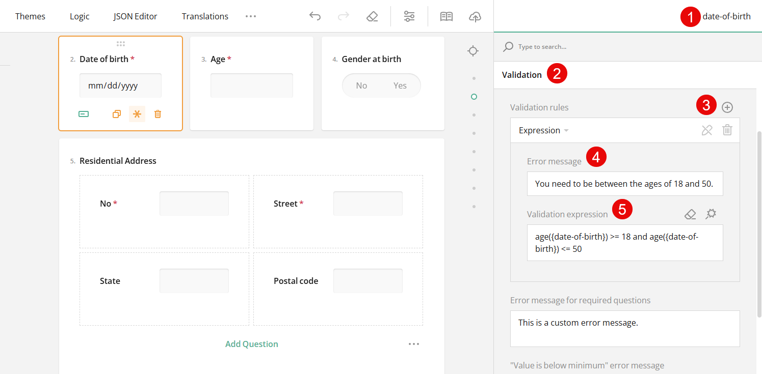 How to add a validation rule with a custom error message